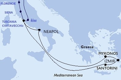 Plavba lodí s Riviera tour - mapa plavby