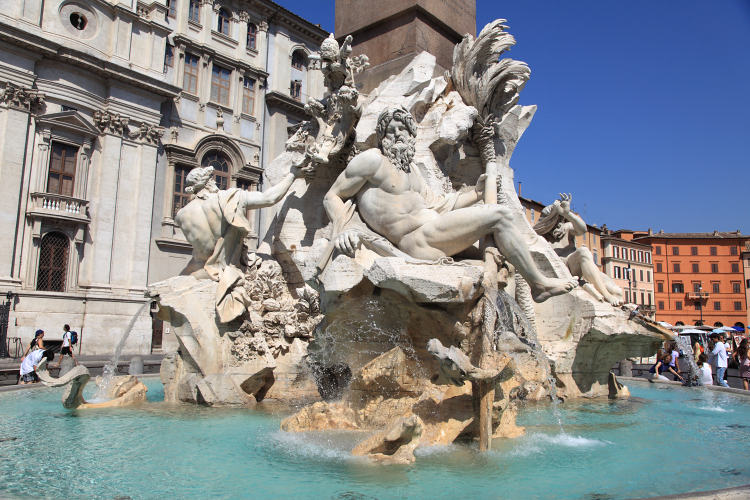 Fontana dei Fiumi (Říční fontána) s obeliskem